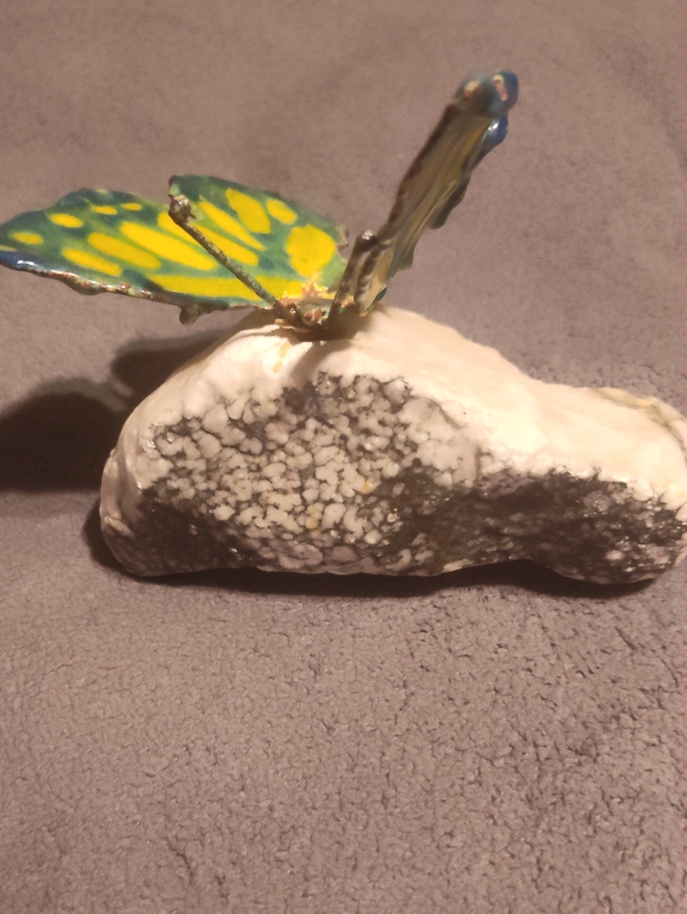 Handcrafted Yellow & Green Butterfly On Stone Accent - Unbranded